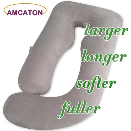 AMCATON 60 Inch Pregnancy Pillows for Sleeping, Extra Large U Shaped Body Pillow, Pregnancy Pillow, Maternity Pillow for Pregnant Women with Velour Cover (Grey)
