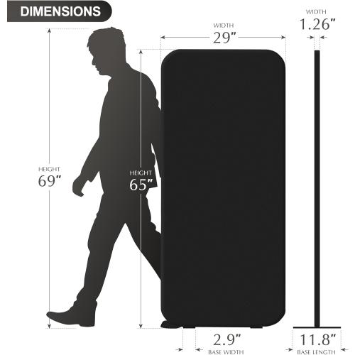 DECOLAB Room Partition Panel, Freestanding Portable Privacy Cubicle Partition for Offices, Classroom, Studio, Healthcare, Workspace, Scratch Resistance, 29x65 Midnight