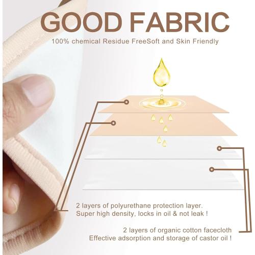 9 Pcs Castor Oil Pack Wrap Organic Cotton for Liver Detox, Stomach, Belly, Neck, Breast, Knee, Foot & Entire Body, Reusable Pads Kit for Hot/Cold Compress with Adjustable Elastic Strap