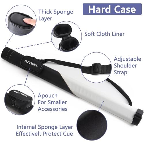 Glass Fiber Pool Cue Stick with Case Combo Set, 12.5mm Professional Pool Stick 58 Low Deflection Billiards Cue Stick 19 Oz Pool Cue Set for Men Adults Players