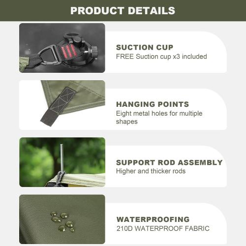 Portable Car Awning for SUV, Vehicle Awning for Camping Van Truck, Needn't Roof Rack Hardwares Waterproof UV50