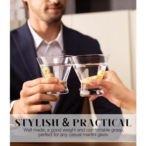 LUNA & MANTHA Martini Glasses, Martini Cocktail Glasses for Margarita, Manhattan, Cosmopolitan, Espresso, Home Bar, Evening Parties, Birthdays, Housewarming Gift,Set of 6-8oz