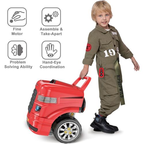 iPlay, iLearn Large Truck Engine Toy, Kids Mechanic Repair Set for 3-5 Yr Toddlers, Big Builder Kit, Take Apart Motor Vehicle Pretent Play Car Service Station, Gifts 4 6 7 8 Year Old Boy Child