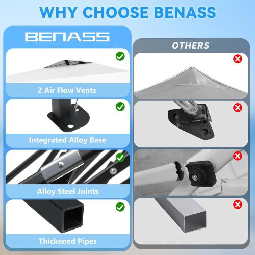 10x10 Pop Up Canopy with Sidewalls, Easy Up Canopy Tent, Heavy Duty Tents for Parties, One Person Set Up Event Tent, Black