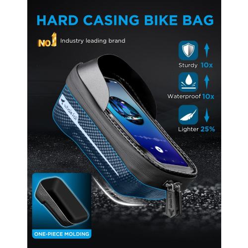 whale fall Bike Frame Bag Waterproof, 3D Eva Hard Shell, Bike Phone Holder, Bicycle Top Tube Bag, Cycling Pouch with Rain Cover, Bike Accessories for Phones Under 7