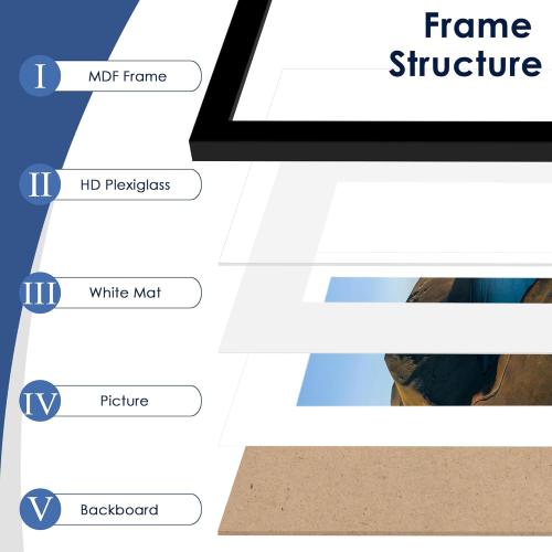 PEALSN 5x7 Picture Frame Set of 6, Display Pictures 4 x 6 with Mat or 5 x 7 without Mat for Wall Mounting or Table Top Display, Photo Frames Collage for Wall Decor, Black.