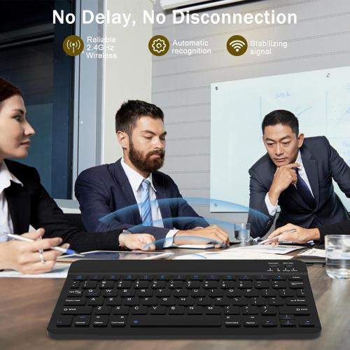 Rechargeable Bluetooth Keyboard and Mouse Combo, Universal Ultra-Slim Wireless Keyboard Mouse Set for Android Windows iPad iPhone Samsung Tablet Portable Compact Keyboard Set (Black)