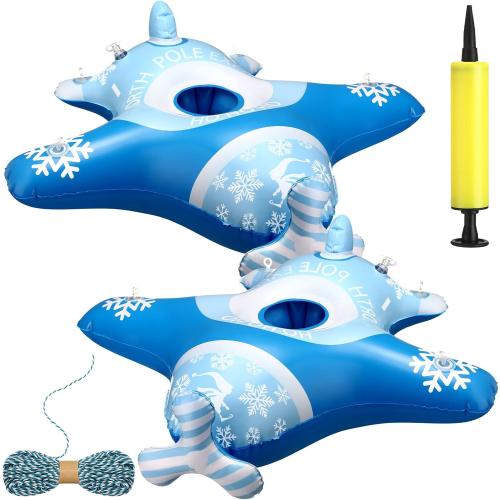 2 Pcs Airplane Toy Christmas Elf Inflatable Plane Ride Toy Airplane with Cotton Rope and Pump for Christmas Party Decoration