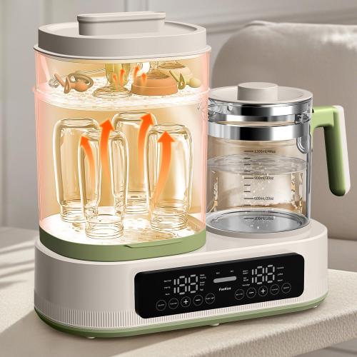 Feekaa Multifunctional Baby Bottle Warmer, Steamer and Dryer, 44oz Baby Formula Kettle Combo, Bottle Warmer for Breastmilk with Temperature Control, Water Warmer for Baby Formula, Electric Milk Warmer