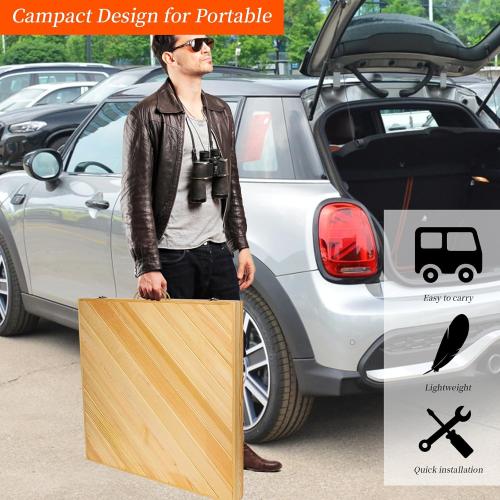 60x30 Boho Wooden Picnic Table, Portable Outdoor Low Picnic Table with Adjustable Legs 13 & 16 for Floor Seating, Beach, Camping, BBQ, Backyard, 60x30in Seating for 8 People