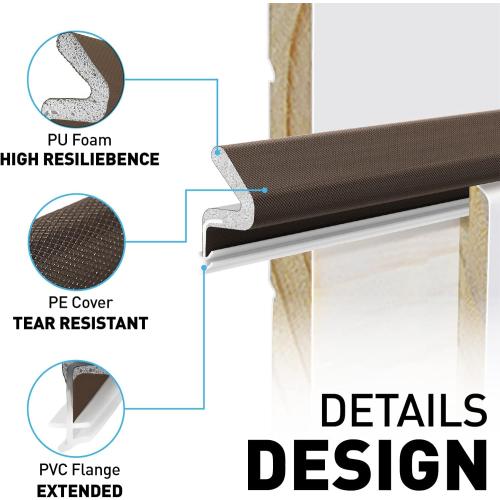 21 Ft Foam Door Weather Stripping,Soundproof Kerf Door Seal Strip - 3 PCS x 86 Inch Q Foam V-Shaped Door Frame Weather Stripping Seal,Card Slot Installation Seals Large Gap (Brown)