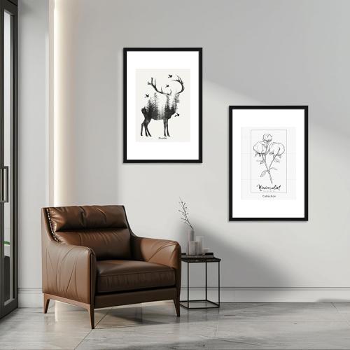Black HEART ART 24x36 Poster Frame with Mat, Black Picture Frame, Display Pictures 18x24 with Mat or 24 x 36 Without Mat, Poster Frames 24 x 36 inches for Wall Mounting
