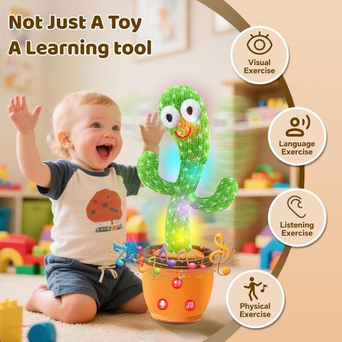 Cactus Baby Toy Talking Dancing Singing Adjustable Volume, Baby Girl for 1 Year Old, Infant Toys for 0-6 6-12 Months Stocking Stuffers