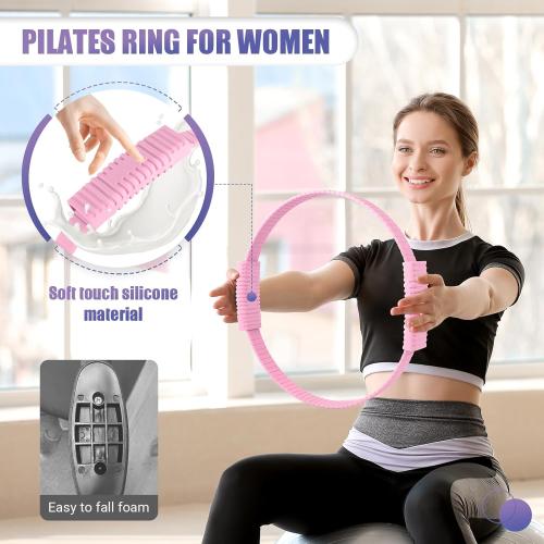 Pilates Ring, 13.5/12 Silicone Magic Circle with Training Poster & Portable Bag, Pilates Ring Circle for Inner Thigh Workout, Yoga, Lose Weight & Physical Therapy for Women
