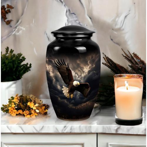 Eagle Urn with Rain Clouds - Adult Ashes Memorial Urn for Men & Women
