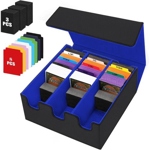 Card Storage Box for Trading Cards, 2100  Card Deck Case with PU Leather and Magnetic Closure, TCG Storage Box, Suitable for MTG, YuGiOh, and Sports Cards, Includes 8 Card Dividers