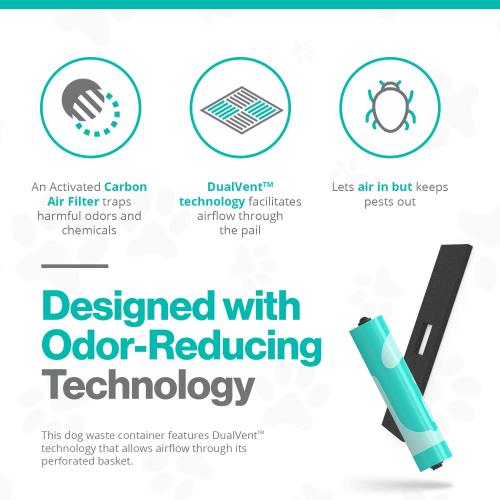 CREAM AND BLUE PawPail Pet Waste Station, Heavy Duty Outdoor Dog Poop Trash Can with Carbon Air Filter & DualVent Odor Control, UV & Weather Resistant | Includes 200 Pet Waste Bags