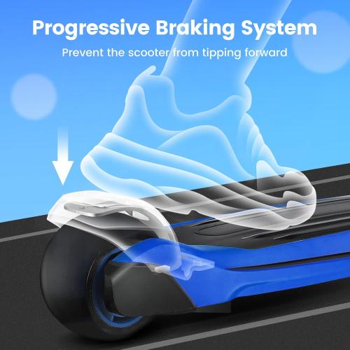 Blue and Black TONBUX Kids Scooter for Age 3-12, Toddler Scooter with 4 Adjustable Heights, Light Up 3-Wheels Scooter, Shock Absorption Design, Lean to Steer, Balance Training Scooter for Kids