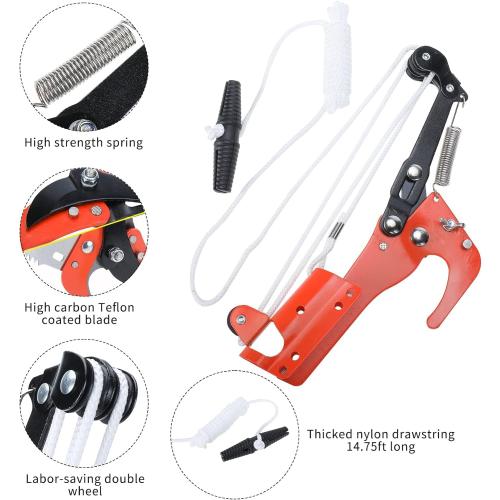 Manual Pole Saw, Pole Saws for Tree Trimming,2.7ft-14.7ft,Tree Pruner Extendable, Manual Pole Cutter for Yard Garden Patios Trees Branches Cutting