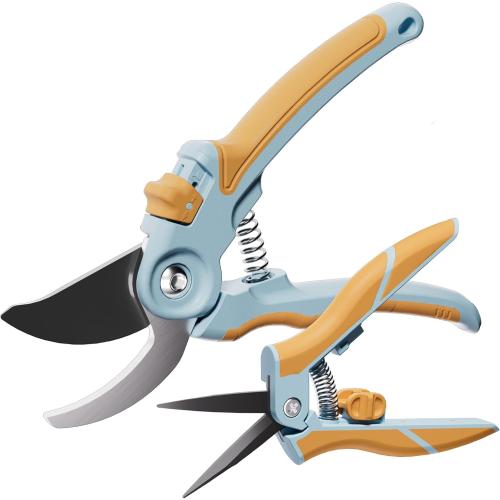 NEXON Garden Pruning Shears 2 Pack, 8 Bypass Hand Pruner & 6.25 Precision Garden Scissors, Professional Garden Clippers for Plants and Flowers