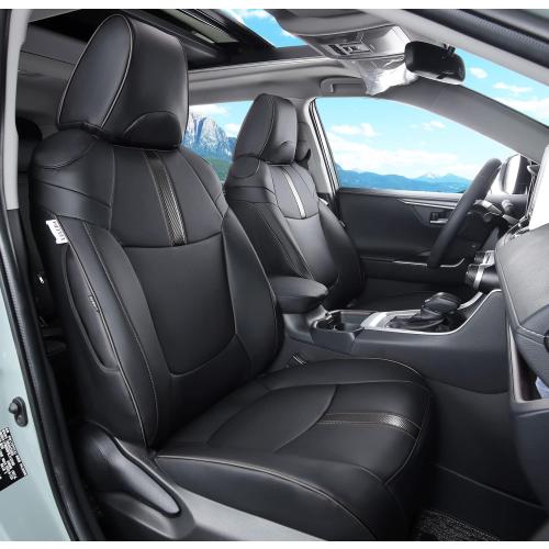 Custom Fit RAV4 (Not for Hybrid) Car Seat Covers Fit for Toyota RAV4 LE Limited XLE Premium 2019 2020 2021 2022 2023 2024 2025 with Waterproof Faux Leather (LU01-XLE, Black)