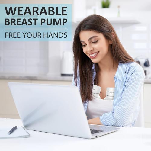 Hands Free Breast Pump, Wearable Breast Pump, Portable Breast Pumps with 4 Modes & 12 Levels, Low-Noise and Painless, LED Electronic Display, 24mm Flange, 2 Pack