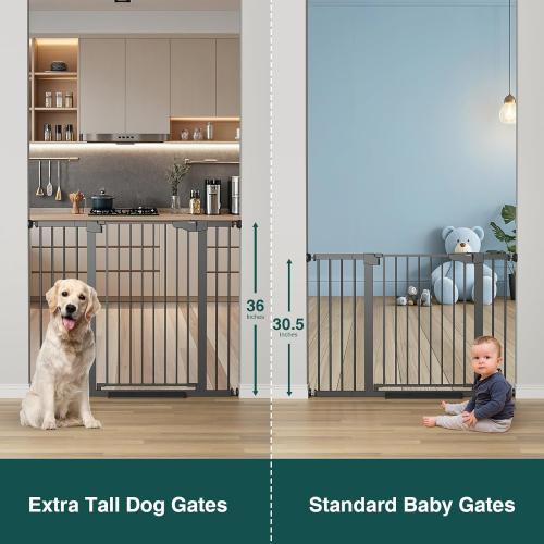 Cumbor 36 Extra Tall Baby Gate for Stairs, 29.7-48 Wide Dog Gates for Doorways, Auto Close Safety Gate for Babies and Pets, Easy Install, Pressure Mounted, Fits Doorways, Stairs, Entryways, Black