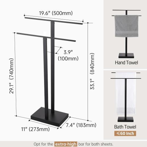 KES Free Standing Towel Rack Bathroom, Standing Towel Rack Floor with Weighted Base 2-Tier, Double Bath Towel Holder 18/8 Stainless Steel***** , BTH231-BK