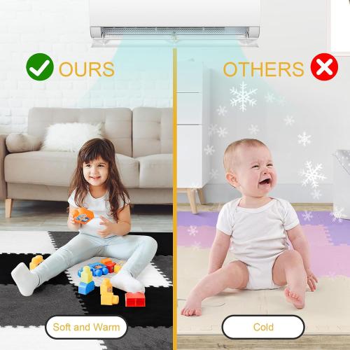 36 Pcs Plush Interlocking Carpet Tiles, Non-Toxic Foam Carpet Tiles for Toddler Baby, Anti-Slip, EVA Foam Interlocking Tiles for Floor, Nursery, Playroom, Grey White Black