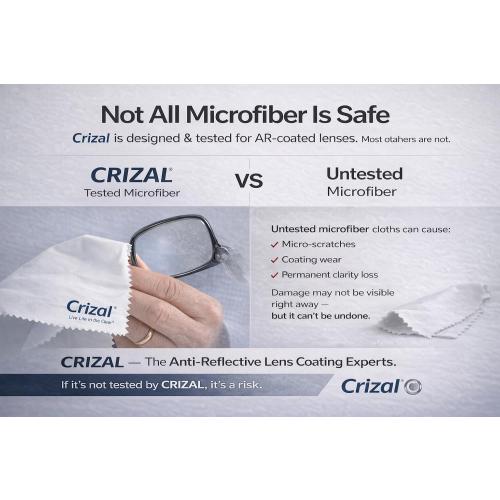 Microfiber Cleaning Cloths for Eyeglasses – Designed & Tested by CRIZAL® for AR-Coated Lenses – Safe Lens Cleaning Without Scratching-4 Pack
