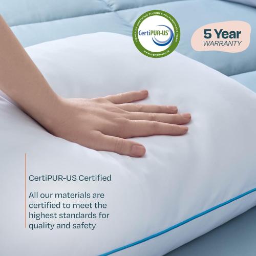 Linenspa Two Pack Shredded Gel Memory Foam Pillow, Standard Size – Cooling Bed Pillow – Soft and Supportive – Side, Stomach, and Back Sleepers – Pack of 2 – CertiPur Certified