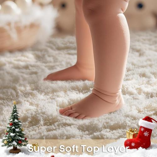 Ophanie 6x9 Area Rugs, Upgrade Non-Slip Fluffy Soft Rugs for Living Room, Large Shag Ivory Fuzzy Plush Rug, Shaggy Big Carpets for Bedroom, Kids Boys Girls Dorm Nursery Home Decor Aesthetic