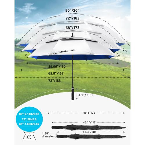 Gonex 54/62/68/72/80 Inch Extra Large Golf Umbrella, Automatic Open Travel Rain Umbrella with Windproof Water Resistant Double Canopy, Oversize Vented Umbrellas for 2-3 Men and UV Protection, Multiple Colors