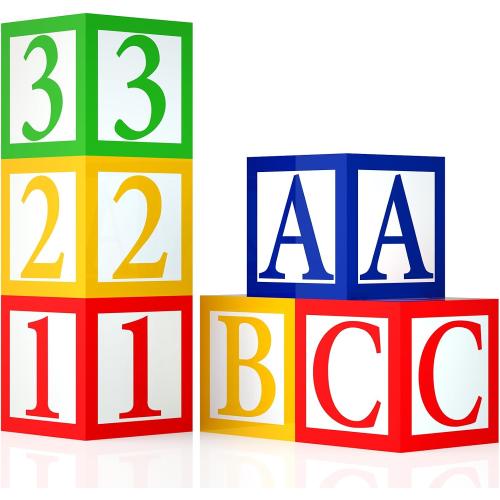 6 Pcs ABC 123 Party Decorations Back to School Decoration ABC Alphabet Party Favor Balloon Box, Block Boxes Favor Balloon Boxes Inspire Story Birthday Party Decor for School Baby Shower