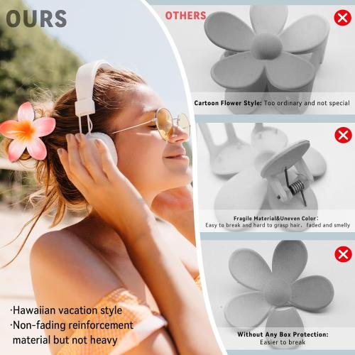 GQLV Flower Hair Claw Clips-4PCS for Thick Hair,Strong Hold Nonslip,Hawaiian,Cute Large Hair Clips,Banana Clip for Thin Hair,Hair Accessories for Women Girls Holiday Gifts (A-4pcs large colorful