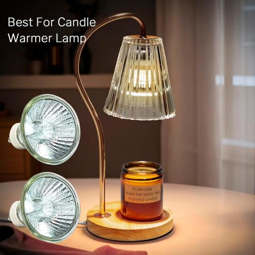 Elenhome GU10 Halogen Light Bulbs, 6 Pack 120V 50W Dimmable MR16 GU10 C Bulbs with Glass Cover, 2800K Warm White Scent Wax Burner Light Bulb & Recessed Light Bulbs for Candle Warmer Lamp