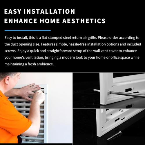 20Wx20H Return Air Grille [Duct Opening Size] Return Vent Cover for Wall or Ceiling,Steel Return Air Grill Removable Face/Door for 1 Inch Filters (20W x 20H [Duct Opening])