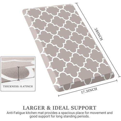 WISELIFE Kitchen Runner Rugs Anti-Fatigue mats,,Non Slip Waterproof Ergonomic Comfort Mat for Kitchen, Floor Home, Office, Sink, Laundry,Khaki