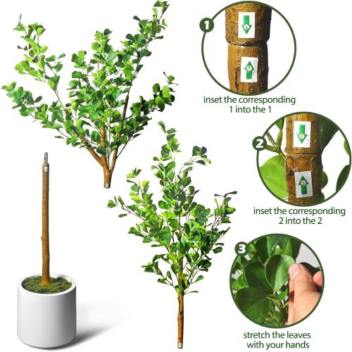 6 FT Artificial Heart Ficus Tree Indoor, Realistic Faux Plant with Dew Drops, Fake Tree with Pots for Home Office Decor