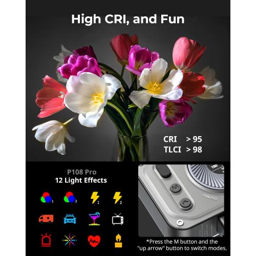 SMALLRIG Vibe P108 Pro RGB Video Light, Portable Led Camera Light for Photography, Cold Shoe Light, CRI95 , 2500-6500K, 12 Effects, Fill Light Accessories for Content Creator, Streaming