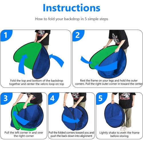NEEWER Chromakey Backdrops, Double Sided Green Screen and Blue Screen, 2 in 1 Collapsible and Reversible Background for Photography, Gaming and Live Streaming, 5'×6.6'/1.5m×2m (Green/Blue)
