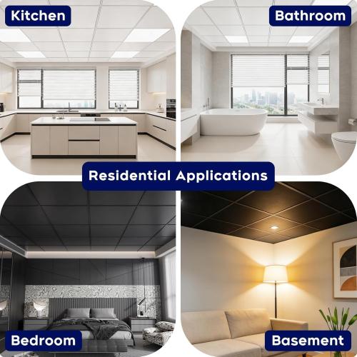 Premium PVC Smooth Drop Ceiling Tiles 2ft x 4ft - Waterproof, Fire-Rated, Washable, Drop in Installation - No Rot, No Sag, 10-Pack Cover 80 Sq. Ft, White