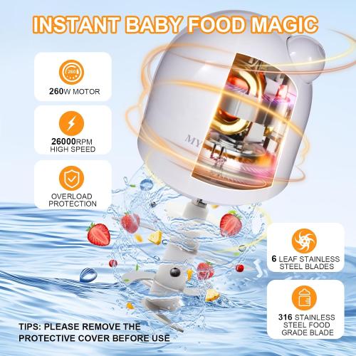 Baby Food Blender, Baby Food Maker & Food Processor, Medium, White