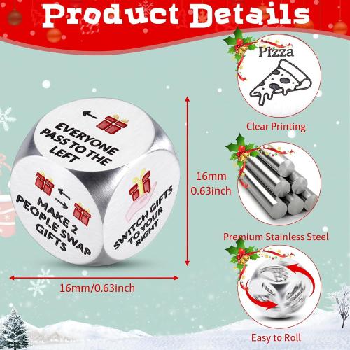 Santa Swap Gift Exchange Dice, Christmas Games Dice Stocking Stuffers for Party Games, Fun Christmas Games for Family Party, Xmas Dice Gifts for Teens, Adults, Grandkids, Holiday Christmas Gag Gifts