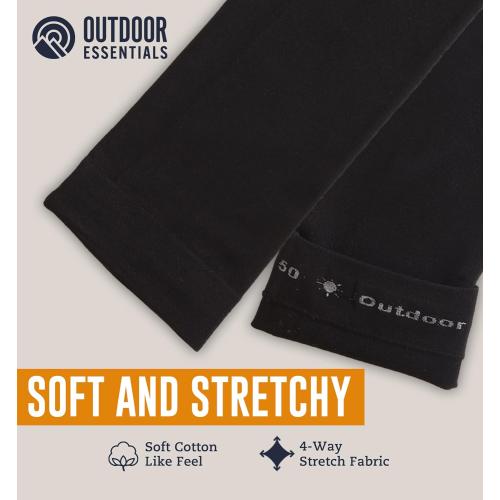 White and Black OutdoorEssentials UV Sun Protection Arm Sleeves - Compression Arm Sleeve, UV Arm Sleeves Men, Women - Golf Cooling Sleeves