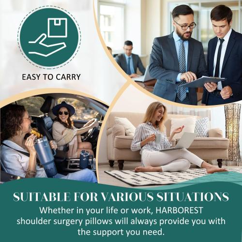 HARBOREST Shoulder Surgery Pillow with Straps & Pocket - Shoulder Pillow for Shoulder Pain, Rotator Cuff Pillow for Sitting, Relief Pillow (Light Grey)