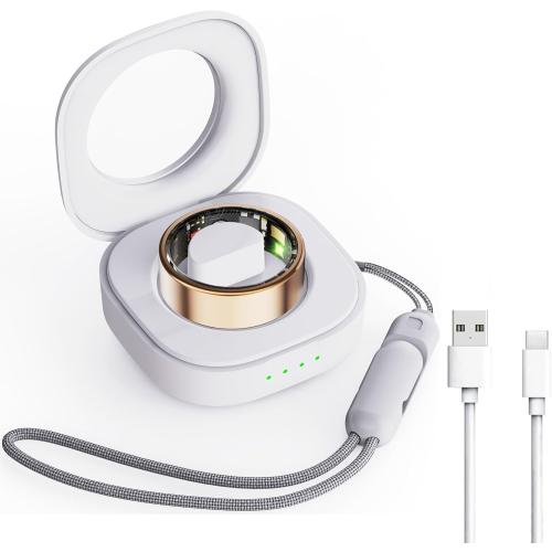 #12 Black Smart Ring Charging Case Fitness Ring Charging Box Small Portable Charger for Smart Rings with Magnetic Charging Port