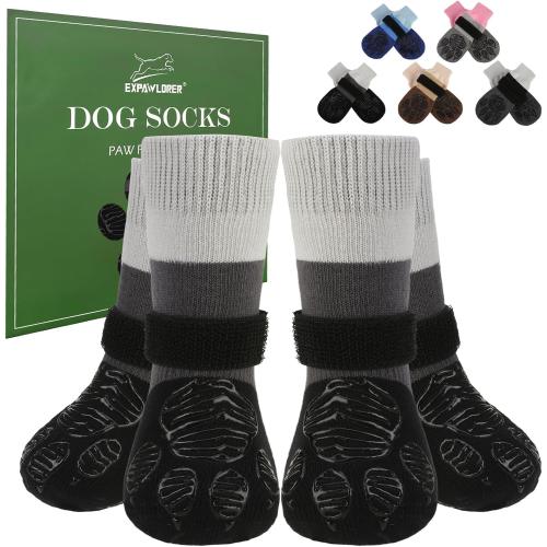 EXPAWLORER Anti Slip Dog Socks to Prevent Licking Paws, Dog Shoes for Hot Pavement, Dog Booties for Hardwood Floors, Dog Boots & Paw Protectors with Grippers for Small Medium Large Senior Dogs M