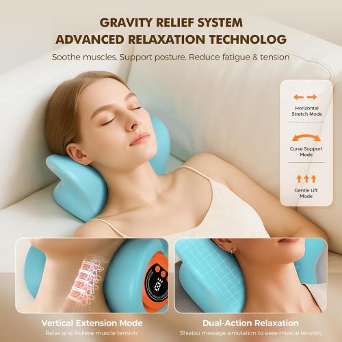 Neck Massager 2026 Portable Neck Traction Device, Cervical with Heating & Vibration–Relieve Muscle Tension,4-in-1neck Customizable Massage Modes with Wireless Remote Control