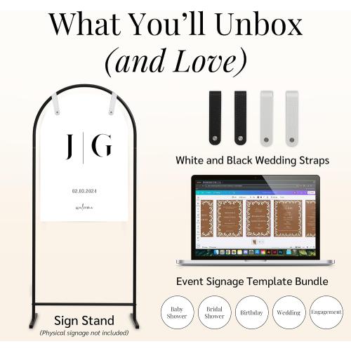 Size 50x35x15 Arch Wedding Welcome Sign Stand with Holder - Elegant Metal Easel Display for Seating Chart, Reception Signs, Welcome Board - 30  Customizable designs for Baby, Bridal Shower - Versatile Party Sign Holder